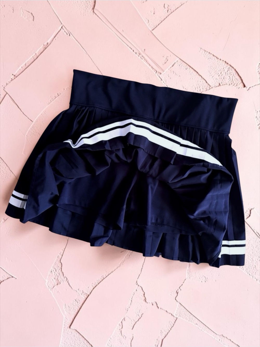 Sincerely Jules Navy Pleated Skirt Varsity Stripes & Built‑In Shorts Women’s M - Picture 4 of 8